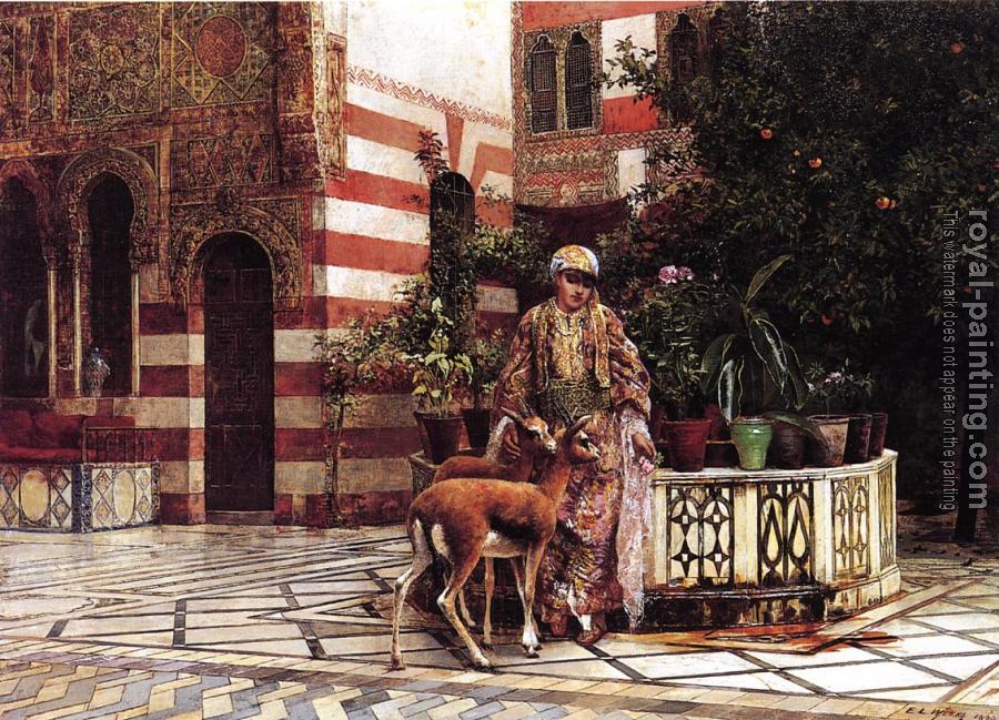 Edwin Lord Weeks : Girl in a Moorish Courtyard